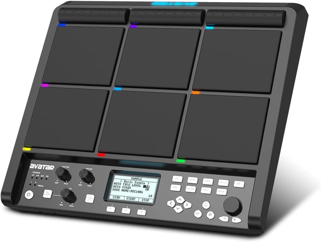 PD708 Sample Pad Sampling Drum Pad Electronic Tabletop Digital Drum Set for Drummer Live Performance, 1000 Built-in Sounds, 32 GB Storage, Onboard FX, Customizable LEDs