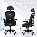 Home Office Desk Chairs, Ergonomic Office Chair with Lumbar Support & 3D Headrest, Computer Desk Chair with Flip-up Armrests, Perfect for Office or Study, Black/Silver
