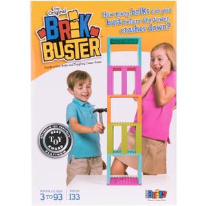 Strictly Briks Brik Buster, Construction Bricks and Toppling Tower Game, 133 Pieces, 100% Compatible with All Major Brick Brands, Fun for All Ages 3+, Award Winning Game Created by Kids for Kids