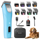 FuzzyFix Professional Dog Clippers for Grooming - 2 Speed Pet Grooming Kit for Thick Curly Matted Coats - Low Noise Heavy Duty Cordless Hair Trimmer with Detachable Metal Blade for Animal/Pet/Horse