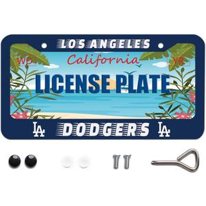 Dodgers Design License Plate Frame Los Angeles Baseball Team Decorative Stainless Steel Car License Plate Cover for Men Women Boys Girls Fans 12 X 6 Inch