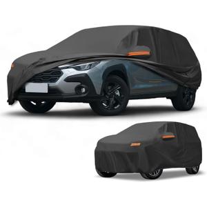 Car Cover Waterproof All Weather Sun Rain Protection Full Exterior Cover for Subaru Crosstrek Black with Left Side Zippers