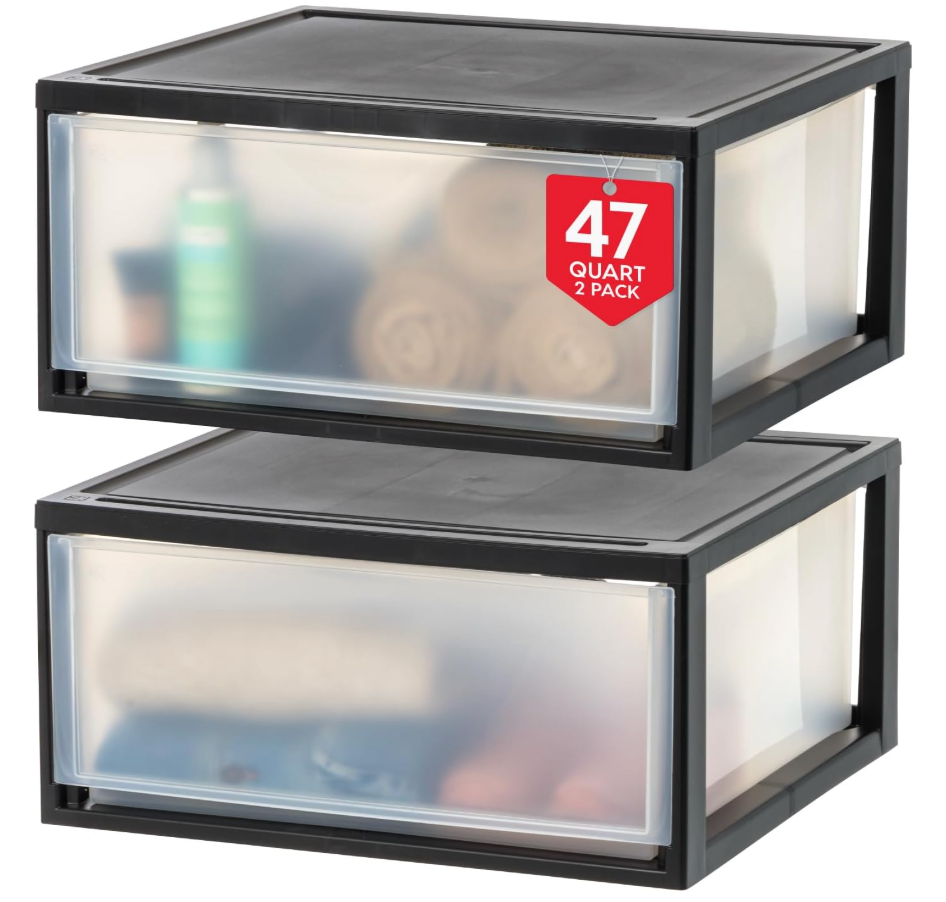 IRIS USA 2-Pack,. Extra Large Stacking Drawer Organizer, Black
Organize dorm essentials, school supplies, toiletries, snacks, and accessories with stackable drawers for small-space storage