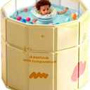 Portable Bathtub for Kids 27.5"x31.5" Collapsible Cold Plunge Bathtub Foldable No Installation Ice Bath Tub for Shower Stall, Bathroom Hot SPA Soaking Standing Tub