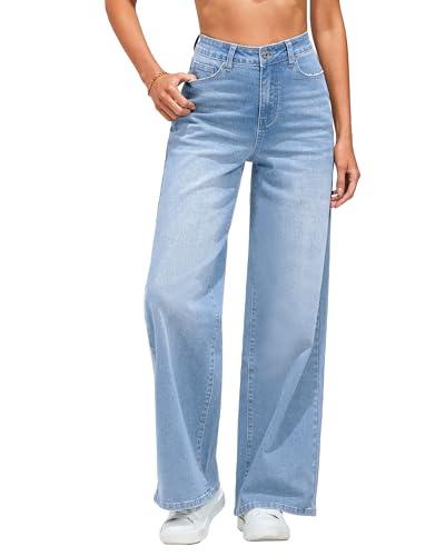 GRAPENT Wide Leg Jeans for Women High Waist Women Jeans Baggy Jeans for Women High Waisted Y2K Clothes Womens Wide Leg Pants Casual Country Concert Outfits Color Bay Blue, 2X