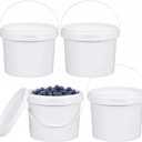 DEMORA 4 Pack 1.6 Gallon Food Grade Storage Buckets with Lids, White