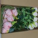 Roses Artificial Flowers - 30 PCS Pink Fake Silk Rose with Stems Bulk Faux Floral Arrangement for DIY Wedding Bouquet Bridal Shower Table Centerpieces Home Party Decor - Pink White