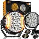 Auxbeam V-Ultra Series 7 Inch Round Off-Road Lights, Amber DRL Light Bar, 270 Degree Side Shooter LED Pods, 226W 26800LM Offroad Driving Lights with Protective Covers, Pair