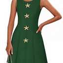 ZESICA Women's Sleeveless Cocktail Mini Dresses 2026 Summer Elegant Crewneck Casual Formal Club Party A Line Short Dress Green, Size Large