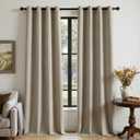 100% Blackout Curtains for Bedroom, Luxury Chenille Thermal Insulated Drapes for Living Room, Energy Saving Room Darkening 96 Inch Long Curtains, Grommet Top, 2 Panels, 52" W x 96" L, Khaki