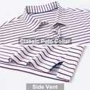 M MAELREG Boys' Polo Shirt Striped Short Sleeve Moisture Wicking Performance Stretch Active Casual Collared Kids Golf Shirt (10-12 Years, White/Navy Stripe)