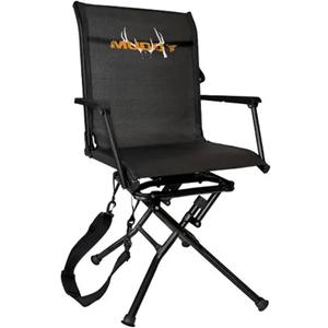 Muddy Swivel Ground Seat with Adjustable Legs - Durable Foldable Portable Hunting Outdoor 360 Degree Flex-Tek Seat with Integrated Armrests & Removable Carry Strap, 300 Lbs. Maximum Capacity, One Size