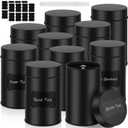 Tanlade 10 Pcs Tea Tin Canister Metal Round Can with Airtight Lid Double Sealed Tea Tin Canisters, with 1 Erasable Chalk Marker and 16 Stickers for Loose Leaf Coffee Sugar, 14 oz