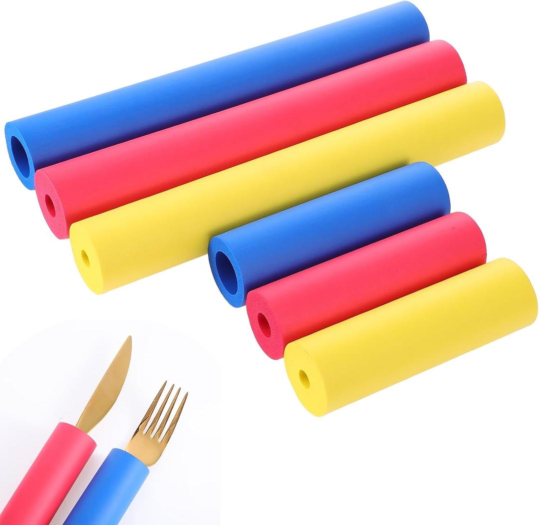 6 Pack Foam Grip Tubing Utensil Foam Tubes Grip Multicolor Padding Handle Grips Soft Comfortable Adaptive Utensils Tools and Pens for Elderly Disabled Handicapped Supplies
