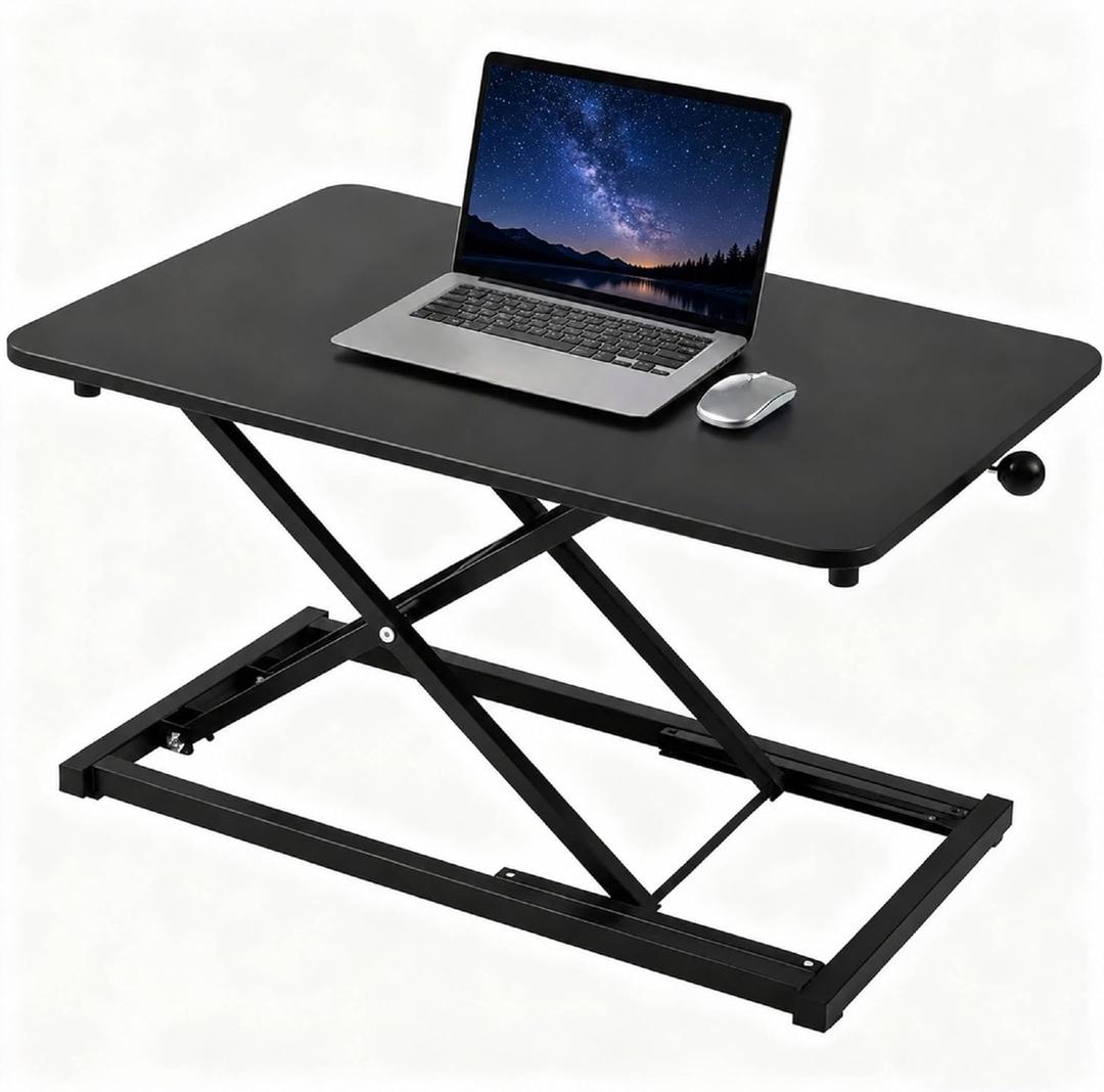 Height Adjustable Standing Desk Converter,Keyboard Riser for Stand Up Desk,Computer Keyboard Stand for Desktop,Portable Workstation Table for Home Office Black 23.6 Inch