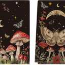 Artoid Mode Black Mushroom Moth Moon Kitchen Towel Dish Towel 18x26 Inch Spring Flower Seasonal Decoration Hand Towel