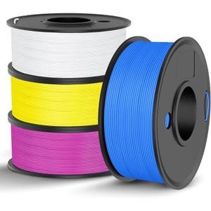 TECBEARS High Speed PLA 3D Printer Filament BundleMatte PLA Filament 1.75mm for High Speed 50-600mm/s, 4 Pack,0.25kg per Spool,Pri-Magenta+Pri-White+Pri-Yellow+Pri-Cyan
