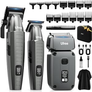 Ufree 3 in 1 Hair Clippers for Men Professional, Beard Trimmer and Foil Shaver Electric Razor, Cordless Barber Clippers and Trimmers Set for Hair Cutting and Grooming, Gifts for Men (25 Piece Set)