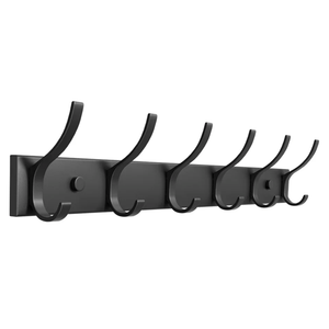 Coat Rack Wall Mount with 6 Hooks (Black, 1 Pack), Heavy Duty Coat Hooks Wall Mount for Entryway, Bedroom, Closet, Wall Hooks for Hanging Hats, Bags, Purses