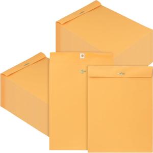 200 PCS Clasp Envelopes, 9 x 12 inch Brown Kraft Catalog Envelopes with Clasp Closure and Gummed Seal for Mailing, Office, Home
