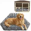 Fanfanwin 42.5 x 23.8 Inch Dog Kennel Pad Furniture Crate Corner Washable Bed for Large Dogs Deluxe Plush Rose Velvet Crate Beds Gray Pet Cage Sleeping Mat Soft Indoor Pet Corner Side Table(Only Mat)