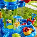 Flowers Sand and Water Activity Table for Kids 3-8, Sensory Play Table with Waterfall Design & Beach Toy Set, Outdoor Backyard Playset for Toddlers 2-6, Great Birthday Present