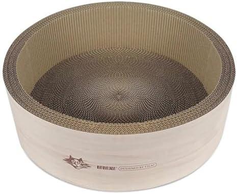 TTCAT Cardboard Cat Bed Cat Scratcher Bowls,Large Size (18.1x18.1x5.9in) Cat Scratch Pad Lounger for Indoor Cats.
