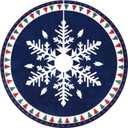 MACTING Christmas Tree Skirt, 30 Inch Round Blue Polyester Christmas Tree Skirts with Big Snowflake and Christmas Tree Printed for Holiday Party Rustic Xmas Tree Decoration