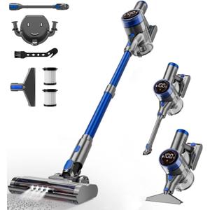 Cordless Vacuum Cleaner, 480W/45Kpa Vacuum Cleaners for Home, Self-Standing Stick Vacuum with LED Display, Anti-Tangle & Wall Mount Charging, 8 in 1 Lightweight Vacuum for Hard Floors Carpet Pet Hair
