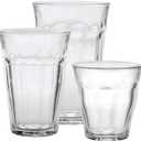 Duralex Picardie 16 Piece Clear Tempered Glass Drinkware and Tumbler Cup Set for Wine, Tea, Water, and Cocktails, 17 Ounces