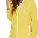 Avoogue Womens Waterproof Raincoat Lightweight Breathable Rain Jacket Hooded Rain Coat Outdoor Active Windbreaker with Pocket (Yellow, L)