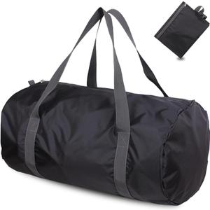 Travel Bag Foldable,Portable Lightweight Gym Bag,Sports Duffel Bags for Women&Men - for Camp, Fitness, and Short tours, shopping (Black, M)