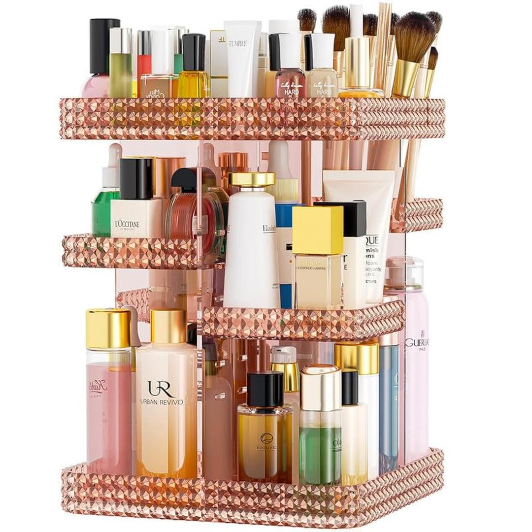 Rotating Makeup Organizer Spinning for Vanity, 360 Rotation with 6 Adjustable Layers, Large Capacity Vanity Skin-care Organizers, Organizador De Maquillaje (Pink) Rotating Makeup Organizer Spinning for Vanity, 360 Rotation with 6 Adjustable Layers, Large Capacity Vanity Skin-care Organizers, Organizador De Maquillaje (Pink)