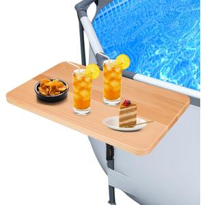 Above Ground Pool Bar, 1610 Inch Heavy-Duty Beechwood Poolside Table, Swim Up Bar Frame Round & Oval Above Ground Pool Accessories for Drinks & Snacks Fits 2.3" or Less Supporting Rail