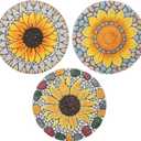 3 Pack Sunflower Stepping Stone, 10 Inch Decorative Garden Step Stone for Yard, Patio, Garden, Walkway, Outdoor and Indoor Home Decor