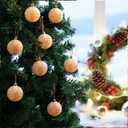 24 Pack Velvet Christmas Ball Ornaments 60mm/ 2.36'' Bow Christmas Tree Decorations Xmas Ornaments for Tree Home Coquette Room Birthday Party Front Door Wedding Holiday Decor (Brown)