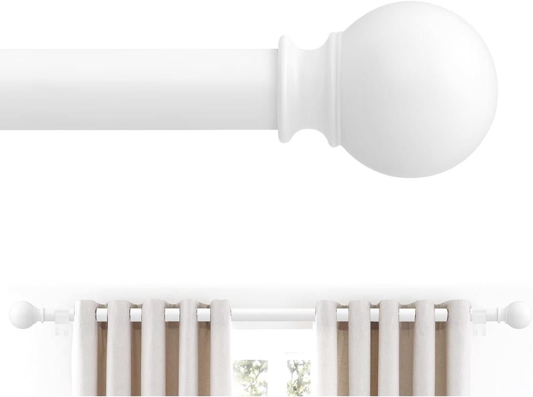 White Curtain Rods 48 to 84 Inches(4-7 Feet),5/8 inch Splicing Drapery Rods,Small Curtain Rods Set,Size: 36''-88'', White
