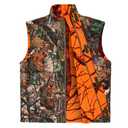Orange Camo Hunting Vest for Men, Fleece Game Reversible Waistcoat Sleeveless Jacket, Size: 4XL