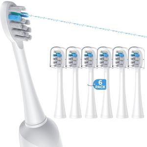 6 Pack Toothbrush Replacement Heads Compatible with WaterPik Sonic Fusion 2.0, FitMount Flossing Brush Head Fit for Water-Pic SF-01W SF-02W and 2.0 SF-03 SF-04 (1 Count (Pack of 6), White)