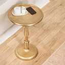 Modern Round Gold End Table - 15" Width x 21" Height Metal Side Table for Living Room, Bedroom & Small Spaces - Luxury Gold Finish Accent Table
