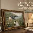Vintage Gold Framed Sheep Wall Art Ireland Coastal Farmhouse Sheep Wall Decor Seaside Country Landscape Painting Picture Irish Cottage Rustic Print Artwork for Living Room Bedroom Home Decor, 24"L x 16"W