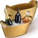 meekoo 6 Pack 6l Ice Bucket for Parties, Plastic Beverage Tub with Handles, Portable Ice Drink Bucket for Wine, Champagne, Beer, Cocktail, Large Drink Chiller for Wedding, Bar, Picnic, Pool(Gold)