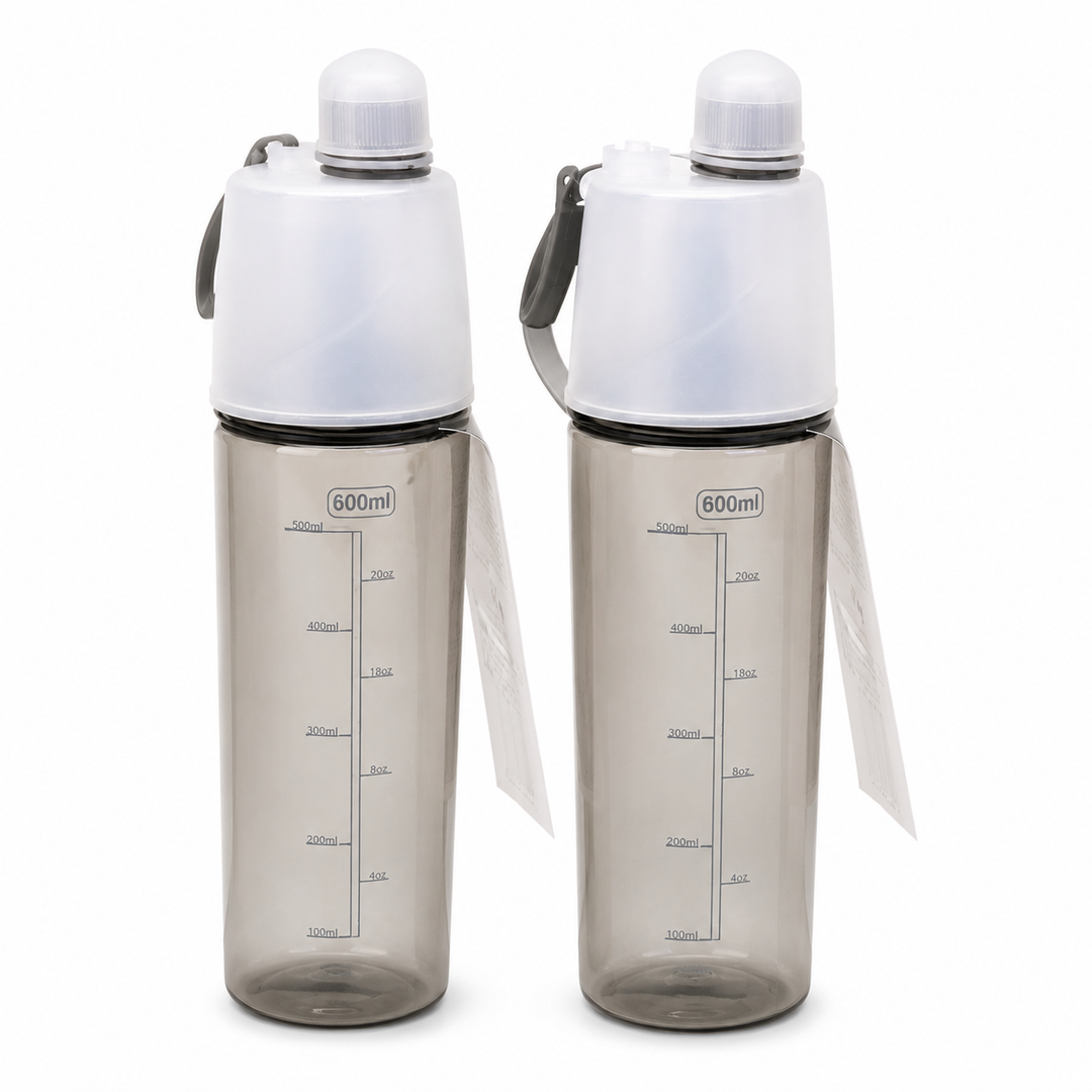 2 In 1 Misting Water Bottle, 600ml, 2pcs