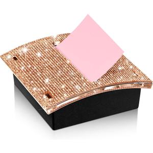 Eersida Rhinestone Self Stick Note Pad Holders 4 x 4 Inches Memo Sticky Dispenser Note Holder Sticky Dispenser for Office Home Desk Supplies(Rose Gold)