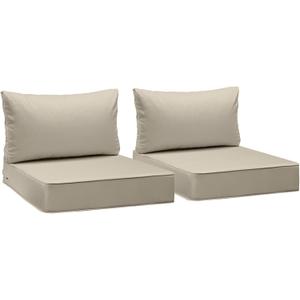 AAAAAcessories Outdoor Seat Cushions for Chairs, Fade-Resistant, Waterproof Patio Furniture Replacement Cushions, 23.5" x 25.5" x 5" + 23.5" x 13.5", Set of 2, Beige