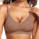 Vertvie Womens Seamless Jelly Bras No Underwire Comfort Push Up Bras Buttery Soft Wireless Bralette Full Coverage Sports Bra (Medium, Coffee)