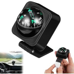 iplusmile Car Compass Ball for Dashboard, Adjustable Auto Compass Dash Mount, Universal Accessories Accurate Navigation for Boat Car Truck SUV Marine Caravan to Find Direction