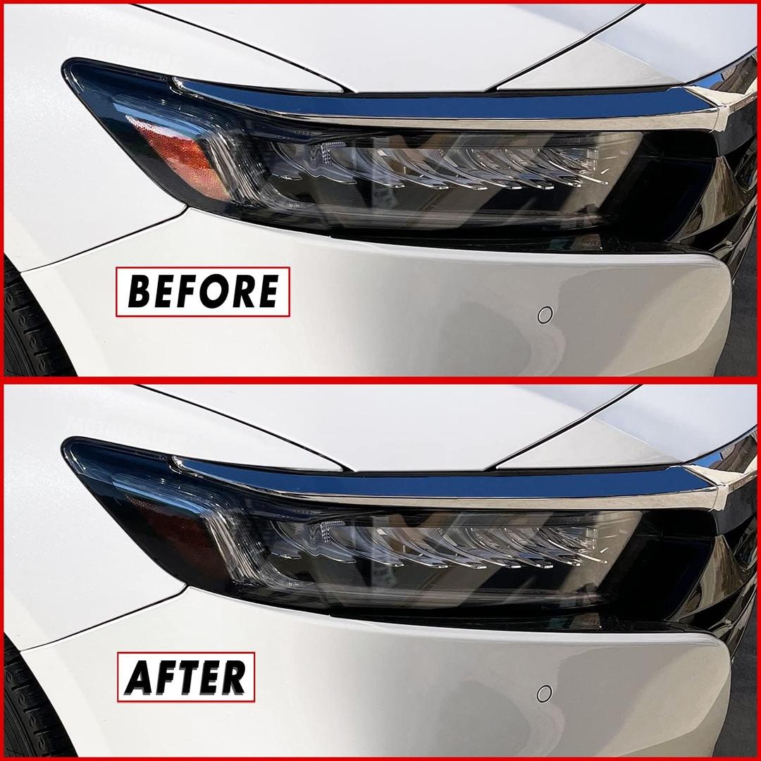 SlickMod PreCut Vinyl Smoke Tint for 2018-2022 Honda Accord Headlight (3. Amber Sidemarker Delete, 20 Percent Dark Smoke)