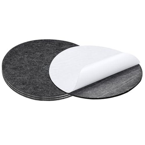 PATIKIL 10" Diameter Dark Grey Felt Furniture Pads, 4 Pack 1/5" Thick Round Soft Adhesive Non-Slip Anti-Scratch Backed Felt Floor Protector for Lamp Furniture DIY Craft