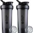 BlenderBottle Classic V2 Shaker Bottle Perfect for Protein Shakes and Pre Workout, 28-Ounce, Black, 2 Pack